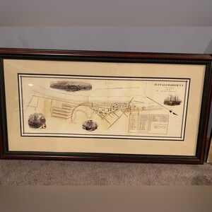 Framed Buffalo Harbor Map Art